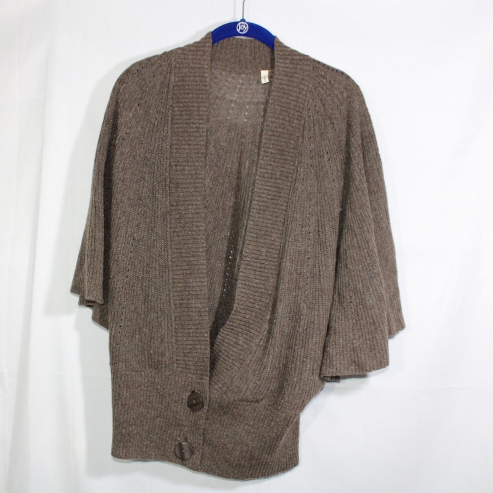 Anthro Moth Brown Cardigan Wool Blend Sweater XL